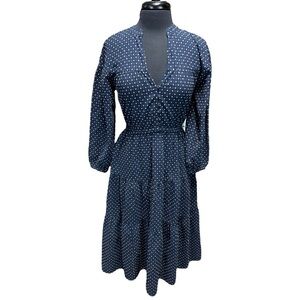 NWOT Madewell 100% Cotton Dobby V-Neck Tiered Midi Dress with Pockets Size XS